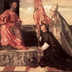 High Renaissance Religious Art – Pope Alexander IV Presenting Jacopo Pesaro to St. Peter Inspired by Titian for Custom Home Décor