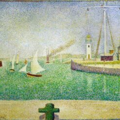 Exquisitely Hand-Painted Oil on Canvas Replica of Georges Seurat's 'Port of Honfleur' - A Captivating Neo-Impressionist and Pointillist Marina Masterpiece by Dafen Village Artists for Art Aficionados and Maritime Art Lovers