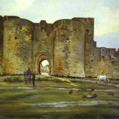 High - Quality Reproduction of Frederic Bazille's 1867 "Port of the Queen at Aigues - Mortes" - Impressionist Cityscape Oil Painting from Premier Dafen Village Studios