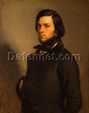 Custom – Sized Realist Portrait “Portrait of a Man” Inspired by Jean – Francois Millet’s c. 1845 Masterpiece – Handmade in Dafen Village