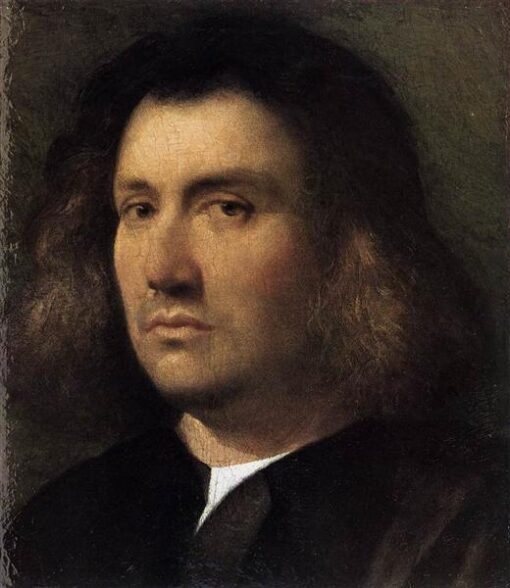 Authentic – Looking Reproduction of Giorgione’s ‘Portrait of a Man (Terris)’ – Handmade High Renaissance Portrait Oil on Panel by Dafen Village Artisans