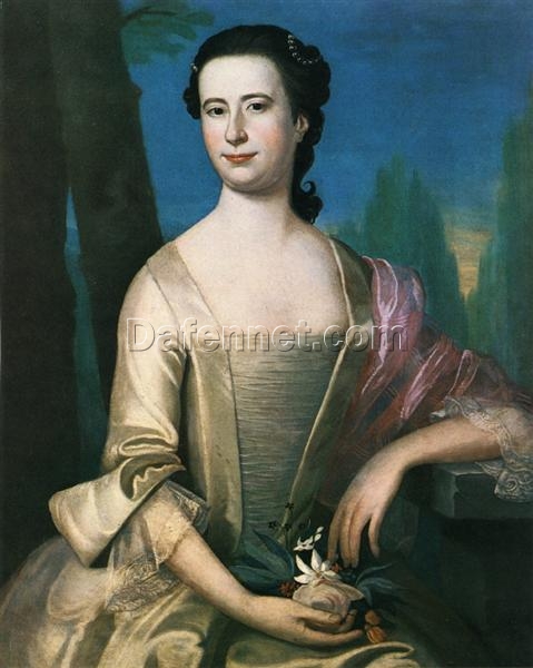 Dafen Village Hand-Painted Oil Canvas Replica: Portrait of a Woman INSPIRED BY John Singleton Copley’s 1755 Neoclassical Portrait Masterpiece