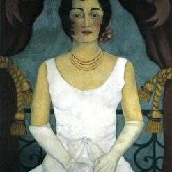 Custom Oil Painting Inspired by Frida Kahlo’s Portrait of a Woman in White – Hand-Painted Naïve Art Reproduction from DaFen Village Studio | Mexican Fine Art Portrait for Home, Office, and Gallery Décor