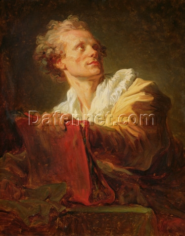 Dafen Village Hand-Painted “Portrait of a Young Artist, presumed to be Jacques Andre Naigeon” Inspired Rococo Portrait Oil Canvas for Art Aficionados