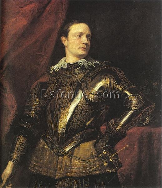 Dafen Village Handmade Replica of Anthony van Dyck’s “Portrait of a Young General” – A Baroque Portrait Marvel on Oil Canvas