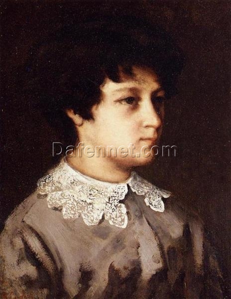 Authentically Rendered 1860 ‘Portrait of a Young Girl from Salins’ by Gustave Courbet – Realist Oil Canvas Portrait, Capturing the Spirit of the Private Collection Original, Great for Art Lovers’ Gifts