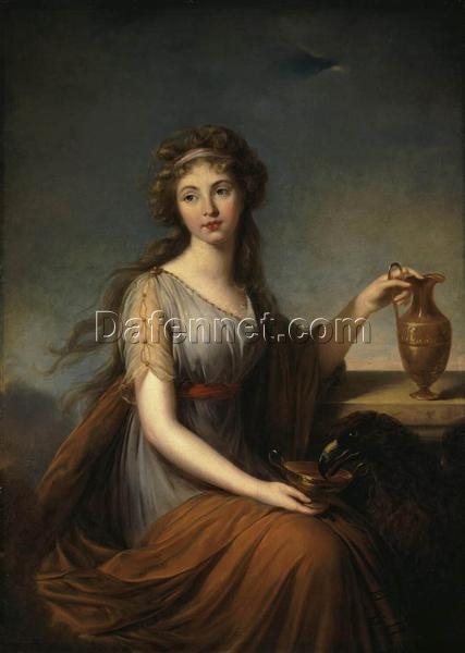 Dafen Village-Inspired Oil on Canvas: Portrait of Anna Pitt as Hebe INSPIRED BY Louise Elisabeth Vigee Le Brun’s 1792 Masterpiece