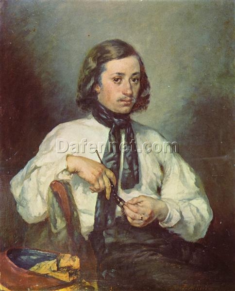 Hand-Painted Realist Portrait “Portrait of Armand Ono” INSPIRED BY Jean-Francois Millet (c.1843) – Exquisitely Crafted by Dafen Village Artisans