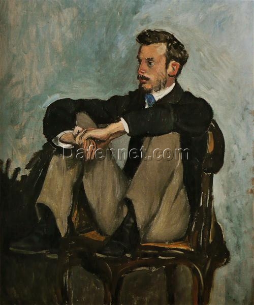 High – Quality Reproduction of Frederic Bazille’s 1867 Impressionist Portrait ‘Portrait of Auguste Renoir’, Exclusive from Dafen Village’s Premier Studios