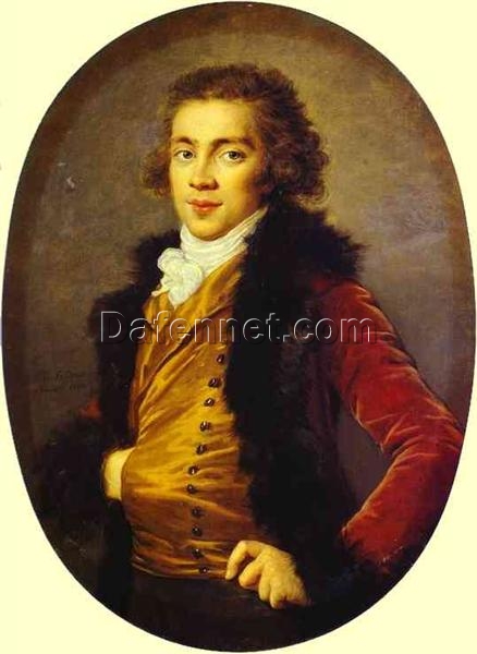 Authentic Dafen Village Reproduction: Baron Grigory Alexandrovich Stroganoff Portrait INSPIRED BY Vigee Le Brun’s 1793 Rococo Work