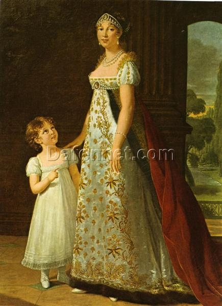 Authentic Dafen Village Reproduction: Caroline Murat and Daughter Letizia Portrait INSPIRED BY Vigee Le Brun’s 1807 Rococo Gem