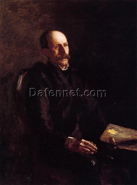 Thomas Eakins – Style Realistic Portrait of Charles Linford, the Artist in Oil on Canvas – Ideal for Interior Decoration