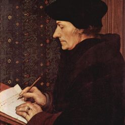 Exquisite 'Portrait of Desiderius Erasmus' Inspired Oil, Panel & Tempera Painting Embodying Northern Renaissance Spirit - Dafen Village Studio's Masterwork