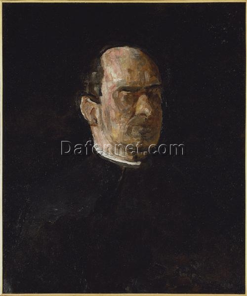 Realistic Oil Painting Portrait of Dr. Edward Anthony Spitzka Inspired by Thomas Eakins’ 1913 Masterpiece – Hand – Painted in Dafen Village