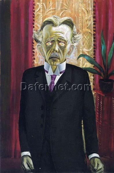 Authentic Reproduction of Otto Dix’s “Portrait of Dr Heinrich Stadelmann” – A Captivating Veristic Portrait in Oil on Canvas