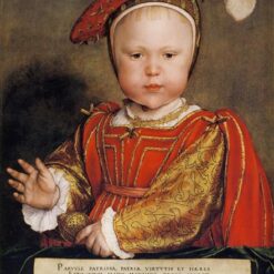 Exquisite 'Portrait of Edward VI as a Child' Inspired Oil, Panel & Tempera Painting - Embodying Northern Renaissance Spirit by Dafen Village Studio