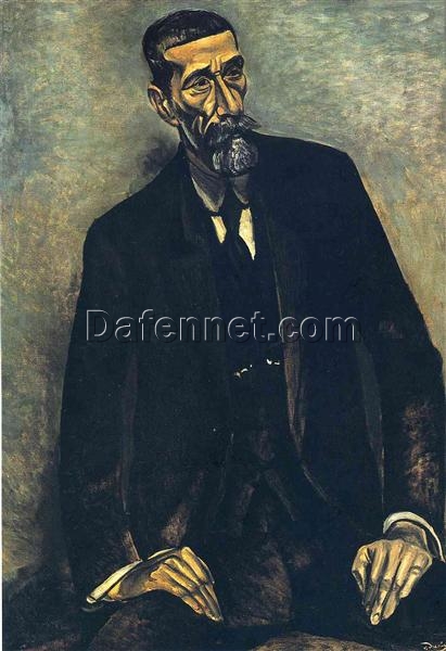 Hand – Painted Expressionist Portrait of Francesco Iturrino INSPIRED BY Andre Derain (1914), Crafted by Dafen Village’s Artisans