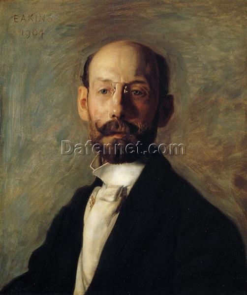Stunning Hand-Painted Realistic Oil Canvas Portrait of Frank B. A. Linton Inspired by Thomas Eakins (1904) – Dafen Village’s Finest Creation