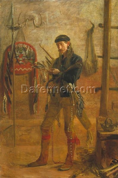 Dafen Village Inspired Reproduction of Thomas Eakins’ “Portrait of Frank Hamilton Cushing” (1895) – High-Quality Realist Portrait Oil Painting for Sale, Great for Art Collections and Interior Designers Seeking Intellectual Portraits