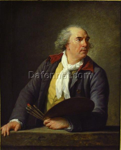 Dafen Village-Inspired Oil-on-Wood Portrait of Hubert Robert INSPIRED BY Louise Elisabeth Vigee Le Brun’s 1788 Masterpiece
