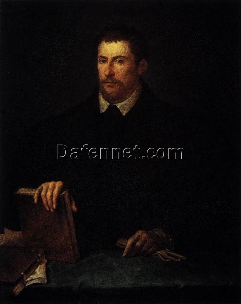 Timeless Elegance – Titian’s Portrait of Ippolito Riminaldi in High Renaissance Oil Painting – Custom Art from DaFen Village Studio