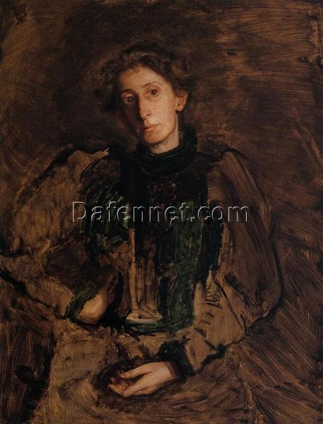 Authentic-Looking Realist Portrait “Portrait of Jennie Dean Kershaw” (c.1897) by Thomas Eakins – Dafen Village Creation, Oil Painting for Home and Office Spaces, Adored by Art Aficionados and Those Who Appreciate the Art of Capturing Essence