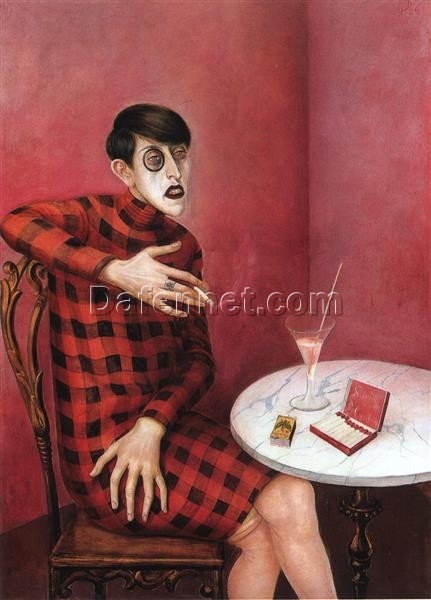 Customizable Reproduction of Otto Dix’s “Portrait of the Journalist Sylvia Von Harden” (1926) – Expressionist Portrait on Oil and Tempera on Wood Tailored to Your Space