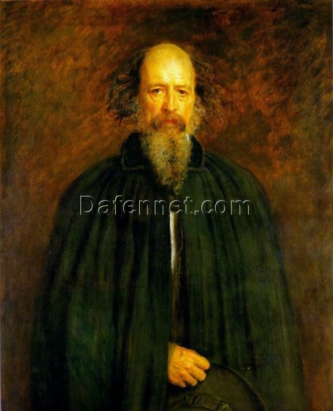 Authentic-Looking Realistic Portrait of Lord Alfred Tennyson by John Everett Millais – Dafen Village Creation on Canvas