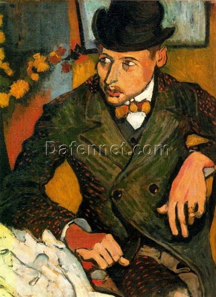 Inspired by Andre Derain’s 1906 ‘Portrait of Lucien Gilbert’ – Hand – Painted Oil Painting by Dafen Village Studio for Art Enthusiasts Who Love Expressionist and Fauvist Styles