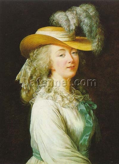 1781 Rococo-Inspired Oil Portrait on Panel: Madame du Barry by Louise Elisabeth Vigee Le Brun Replica
