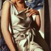 Lempicka-Inspired "Portrait of Madame M." – Hand-Painted Art Deco Portrait for Luxury Home & Office Décor | DaFen Village Studio