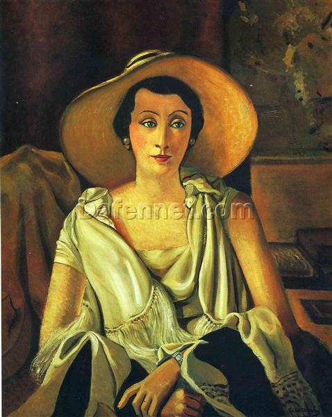 High – Quality Reproduction of Andre Derain’s c.1928 Neoclassical Portrait of Madame Paul Guillaume with a large hat, Exclusive from Dafen Village’s Premier Studios