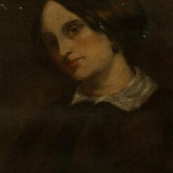 Intimate 1857 Gustave Courbet 'Portrait of Madthilde Couq' Realist Oil on Paper Portrait - 48x39 cm, Inspired by Private Collection Treasure, Ideal for Art Aficionados and Portrait Enthusiasts