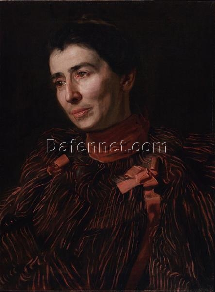 Hand-Painted Replica of Thomas Eakins’ “Portrait of Mary Adeline Williams” (c.1900) – Graceful Realist Portrait Oil Painting on Canvas from Dafen Village, Ideal for Art Lovers and Portrait Enthusiasts