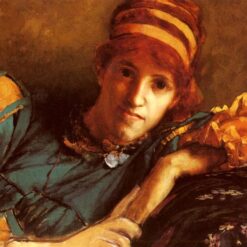 Exquisitely Hand-Painted Oil on Canvas Inspired by Sir Lawrence Alma-Tadema's 'Portrait Of Miss Laura Theresa Epps' (c.1871) - A Graceful Romantic Portrait Replica by Dafen Village Artists for Portrait Enthusiasts and Art Aficionados