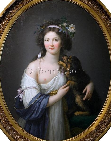 Oil Canvas Reproduction: Portrait of Mme D’Aguesseau INSPIRED BY Vigee Le Brun’s c.1770 Masterpiece