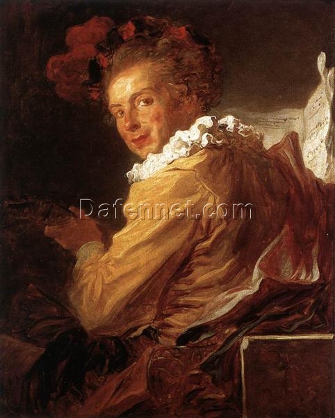 Dafen Village Exquisite Handmade Replica of Jean-Honore Fragonard’s “Portrait of Monsieur de la Breteche, brother of the Abbot of Saint Non” in Rococo Style for Art Lovers