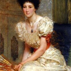 Handcrafted Miniature Oil Portrait on Canvas Inspired by Alma-Tadema's "Portrait Of Mrs Charles Wyllie" - Direct from Dafen Village Studio