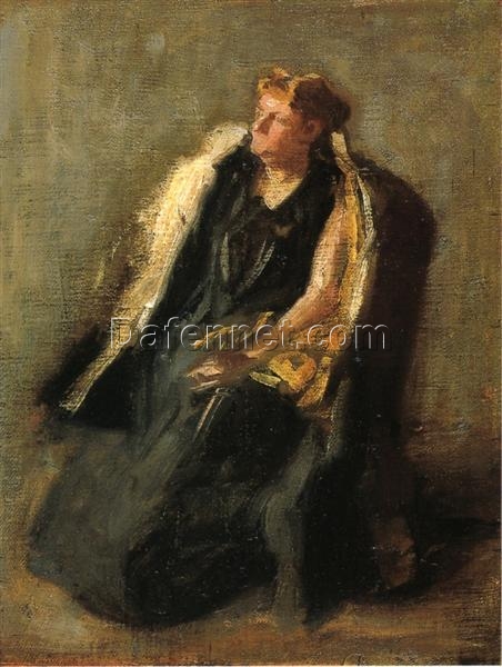 Exquisite Realistic Portrait of Mrs. Hubbard Inspired by Thomas Eakins – Hand – Painted Oil on Canvas for Home Decor