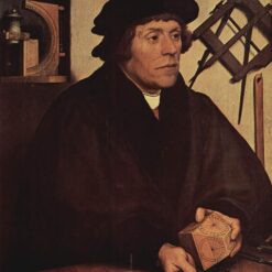 Authentic Hand - painted 'Portrait of Nicholas Kratzer' Inspired by Hans Holbein the Younger - Northern Renaissance Style Oil on Panel from Dafen Village Studio