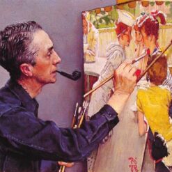 High - Quality Hand - Painted Replica by Dafen Village of Rockwell's 'Portrait of Norman Rockwell Painting the Soda Jerk' - Ideal for Art Enthusiasts
