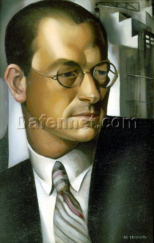 Tamara de Lempicka-Inspired “Portrait of Pierre de Montaut” – Sophisticated Art Deco Portrait for Fine Art Enthusiasts | DaFen Village Studio