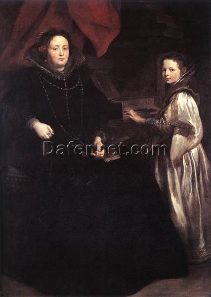 Dafen Village Handcrafted Replica of Anthony van Dyck’s “Portrait of Porzia Imperiale and Her Daughter” – A Baroque Masterpiece in Oil on Canvas