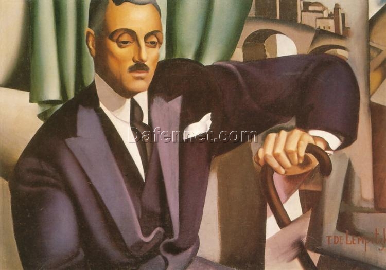 Tamara de Lempicka-Inspired “Portrait of Prince Eristoff” – Iconic Art Deco Portrait for Luxury Interiors & Fine Art Collections | DaFen Village Studio