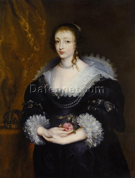 Portrait of Queen Henrietta Maria” Inspired Baroque Portrait Oil Painting – Exquisite Craft from Dafen Village Studio