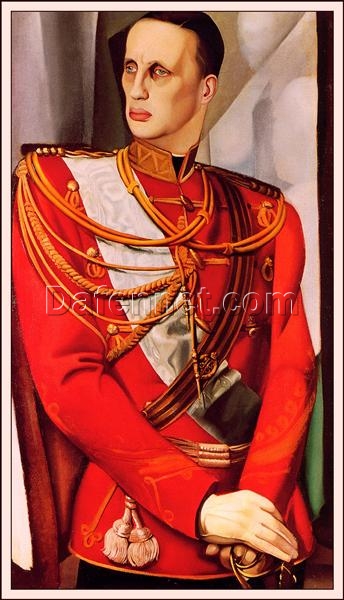 Tamara de Lempicka-Inspired “Portrait of S.A.I. Grand Duke Gavriil Kostantinovic” – Handcrafted Art Deco Portrait for Classic & Vintage Wall Art | DaFen Village Studio