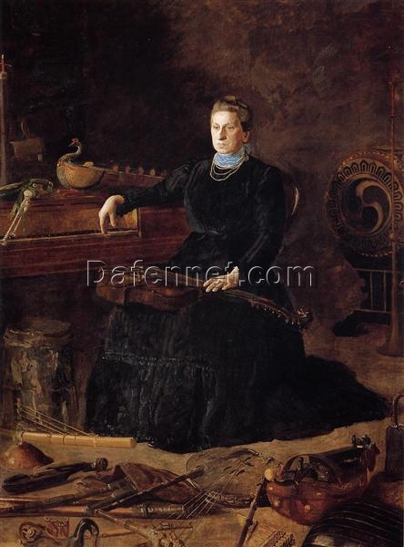 Authentic-Looking Realist Portrait “Portrait of Sarah Sagehorn Frishmuth” (1900) by Thomas Eakins – Dafen Village Creation, Oil Painting for Home and Office Spaces, Adored by Art Aficionados and Those Who Appreciate the Art of Capturing Femininity
