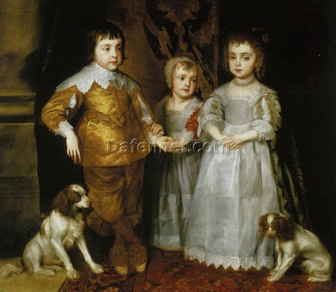 Dafen Village Handmade Replica of Anthony van Dyck’s “Portrait of the Three Eldest Children of Charles I” – A Baroque Portrait Marvel on Oil Canvas
