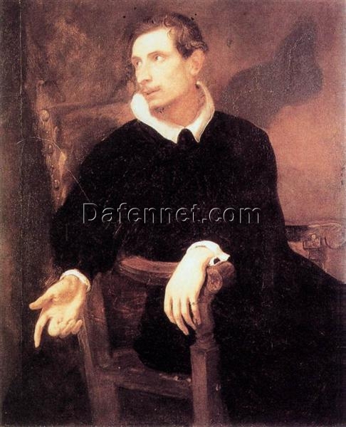 Dafen Village Hand-Painted “Portrait of Virginio Cesarini” INSPIRED BY Anthony van Dyck’s 1622 – 1623 Baroque Portrait Masterpiece for Art Aficionados