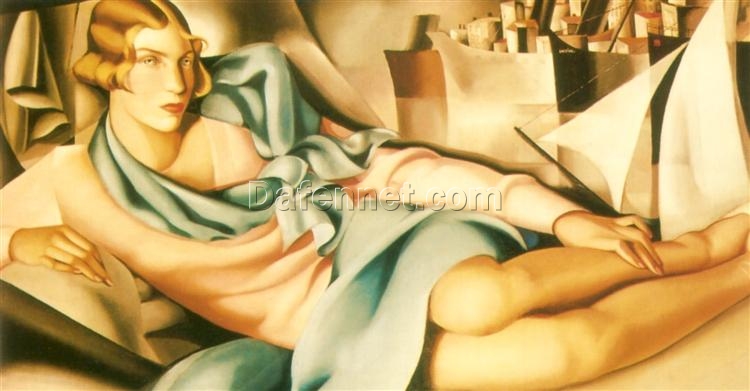 Tamara de Lempicka-Inspired “Portrait of Arlette Boucard” – Elegant Art Deco Portrait for Fine Art Collectors & Timeless Wall Décor | DaFen Village Studio